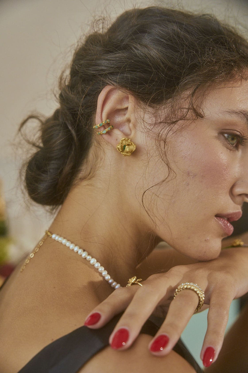 Pine Seeds and Rough Emerald Studs